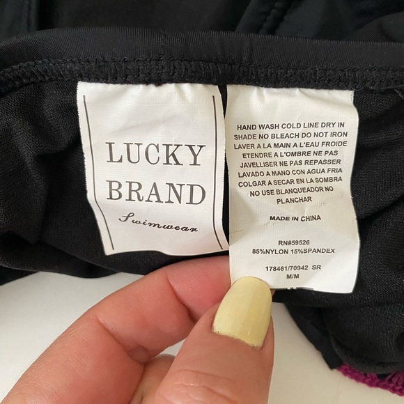 Lucky Brand bikini bottoms black crochet detail swimsuit Hipster bathing M - Picture 9 of 11